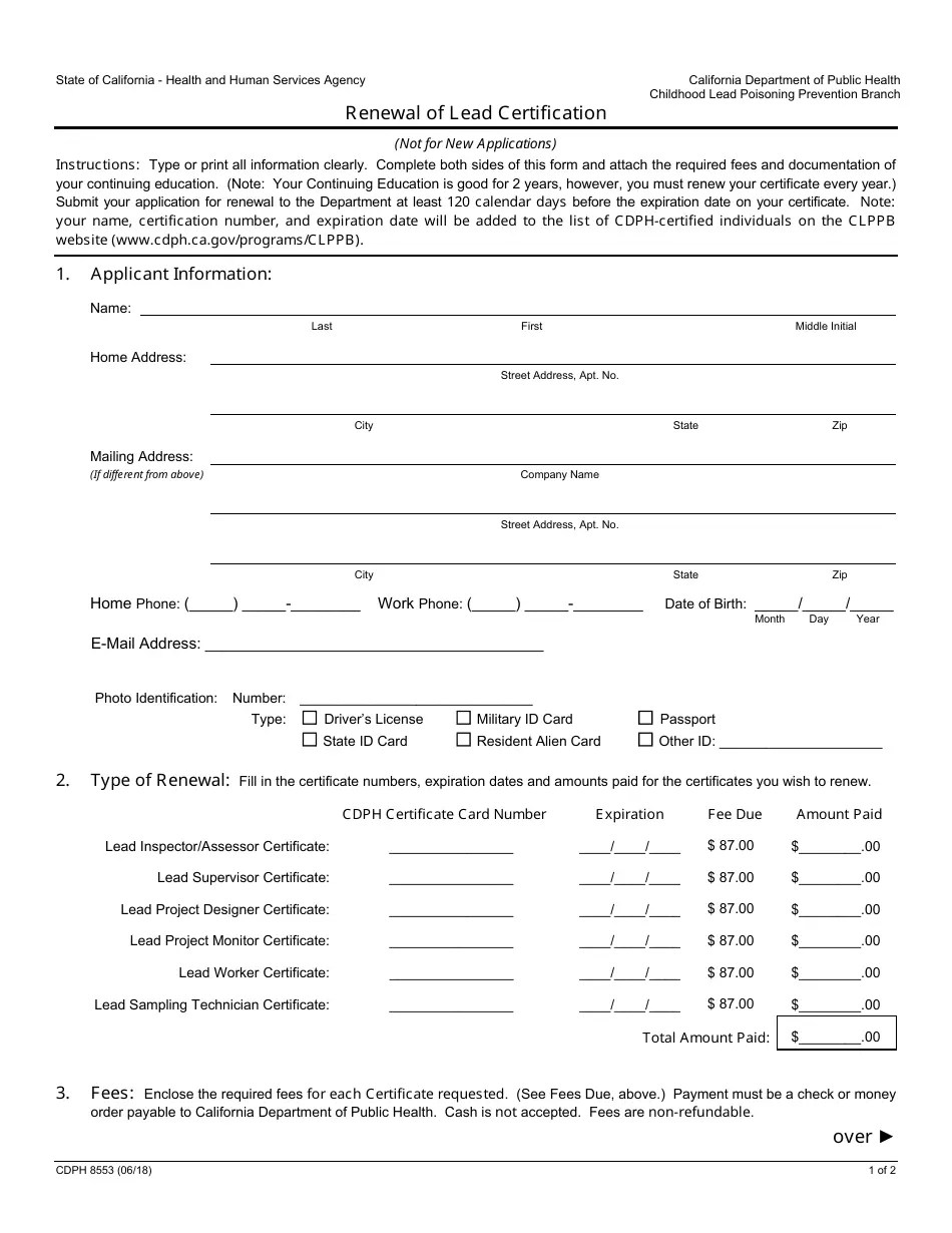 Form CDPH8553 Fill Out, Sign Online and Download Printable PDF