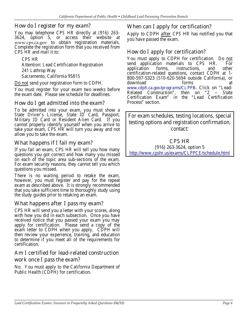 California LeadRelated Construction Certification Application Forms
