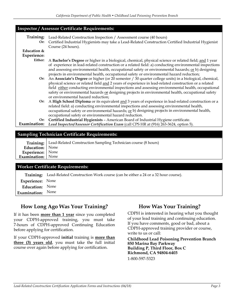 California LeadRelated Construction Certification Application Forms