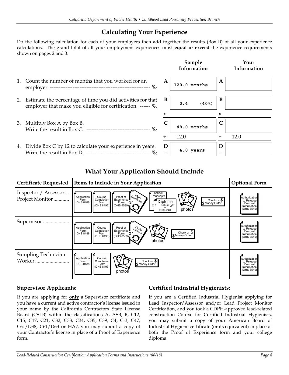 California LeadRelated Construction Certification Application Forms