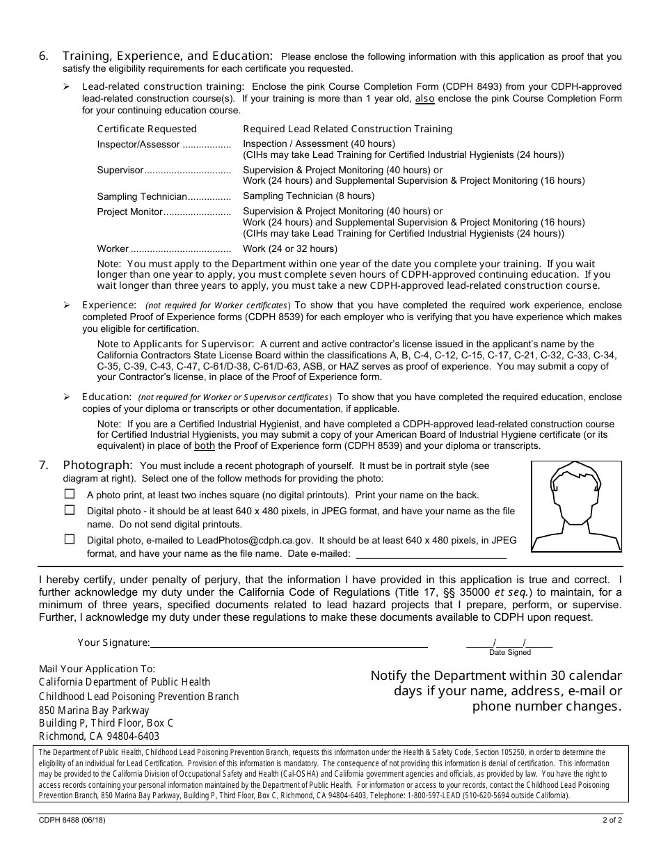 California LeadRelated Construction Certification Application Forms