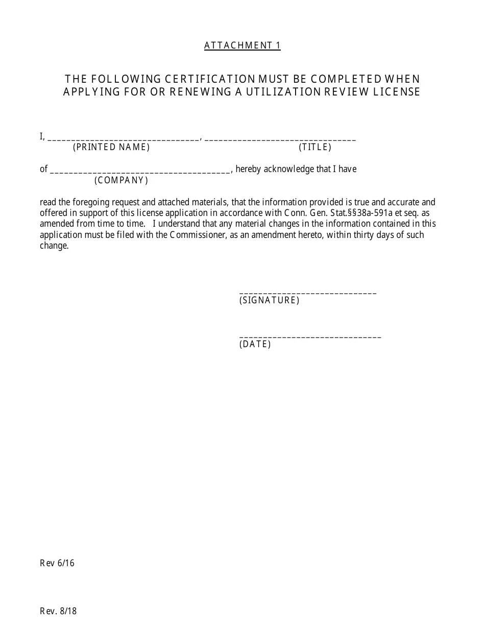 Connecticut Utilization Review License Application Form Fill Out