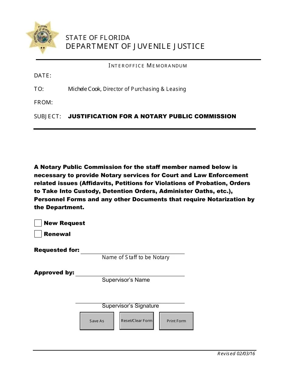 Florida Notary Commission Justification Form Fill Out, Sign Online