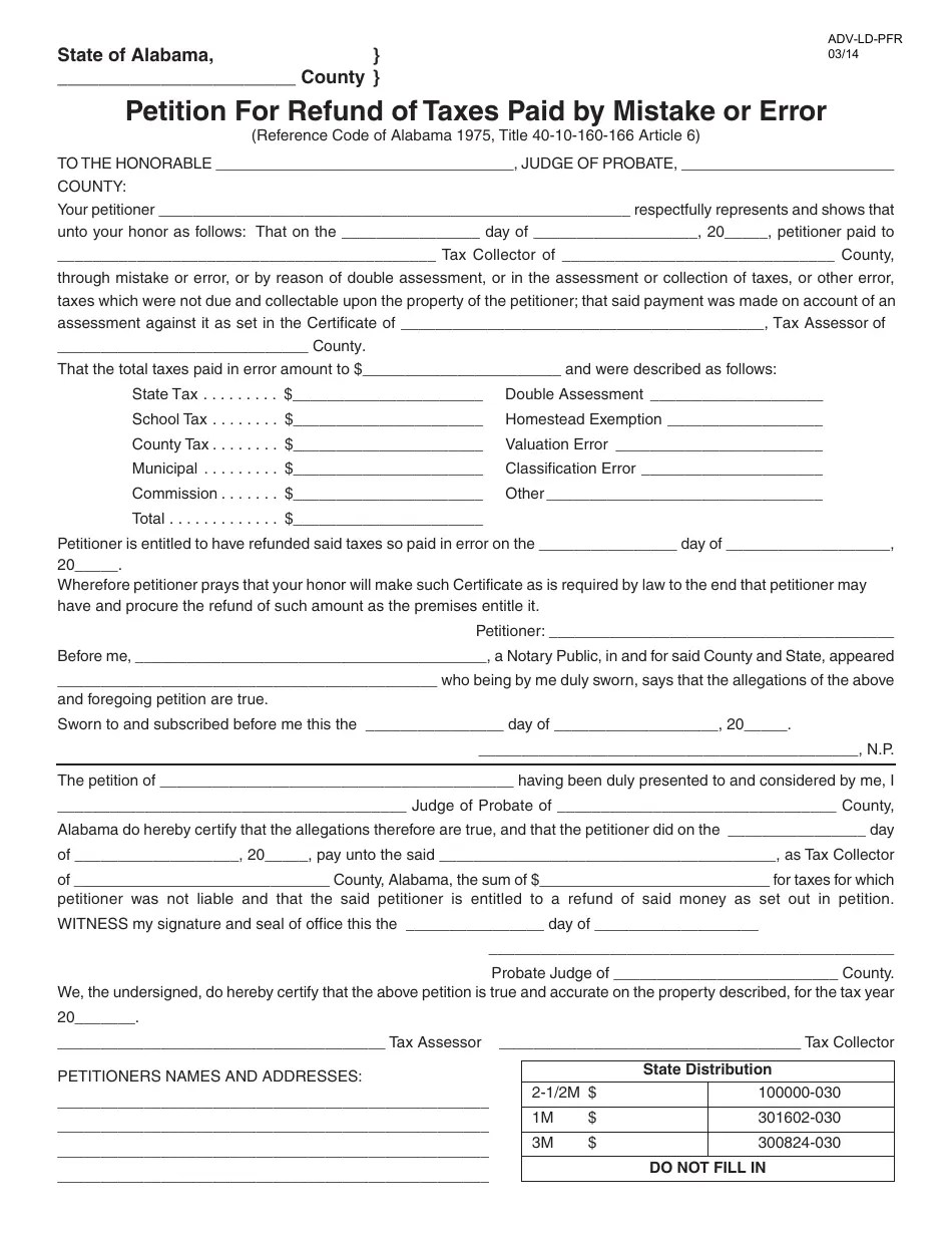 Form ADVLDPFR Fill Out, Sign Online and Download Fillable PDF