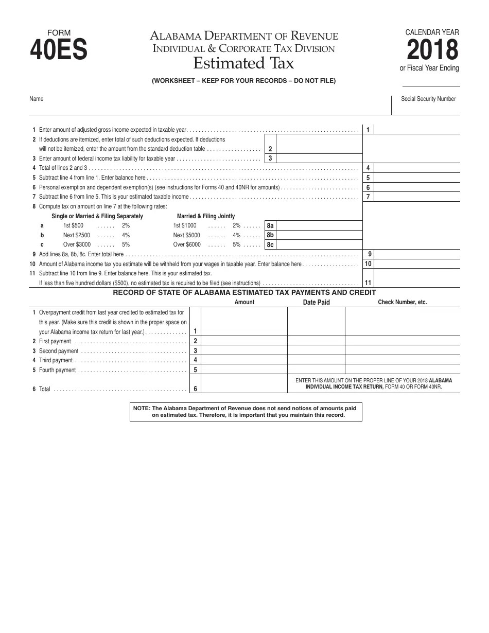 Form 40ES - 2018 - Fill Out, Sign Online and Download Printable PDF