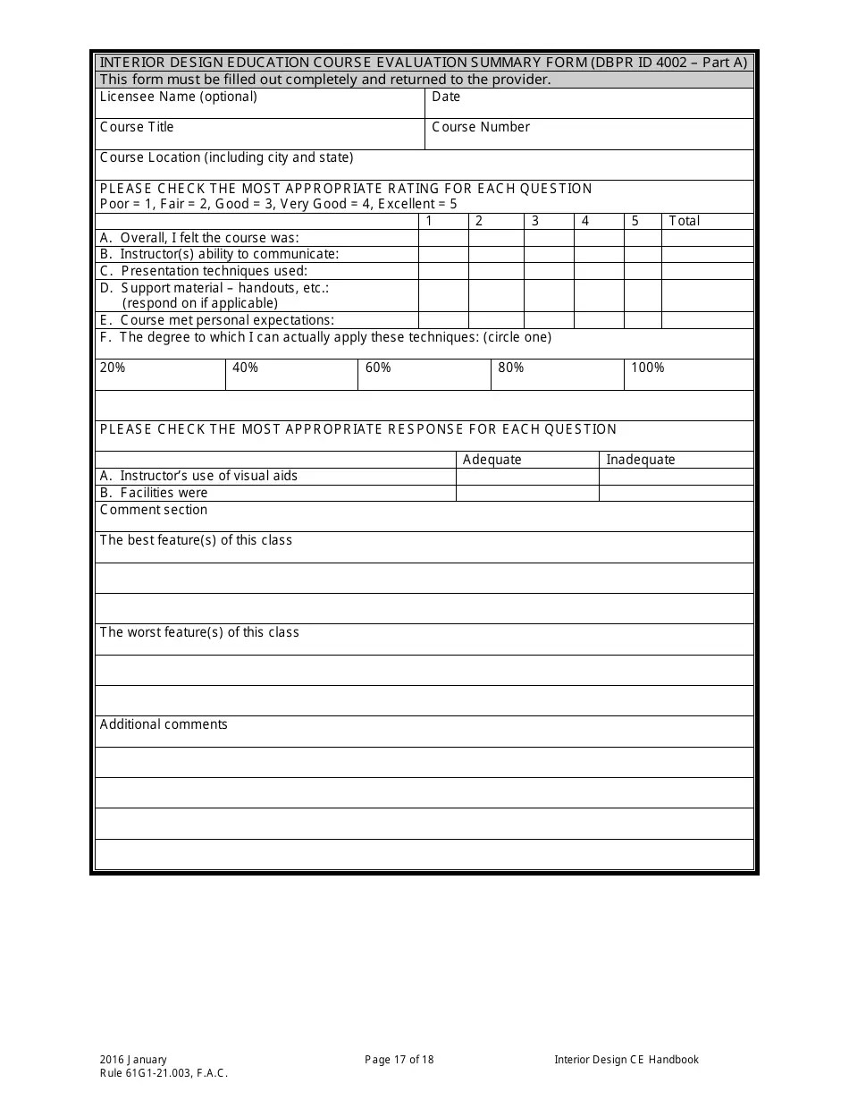 Form DBPR ID4002 Download Printable PDF or Fill Online Interior Design