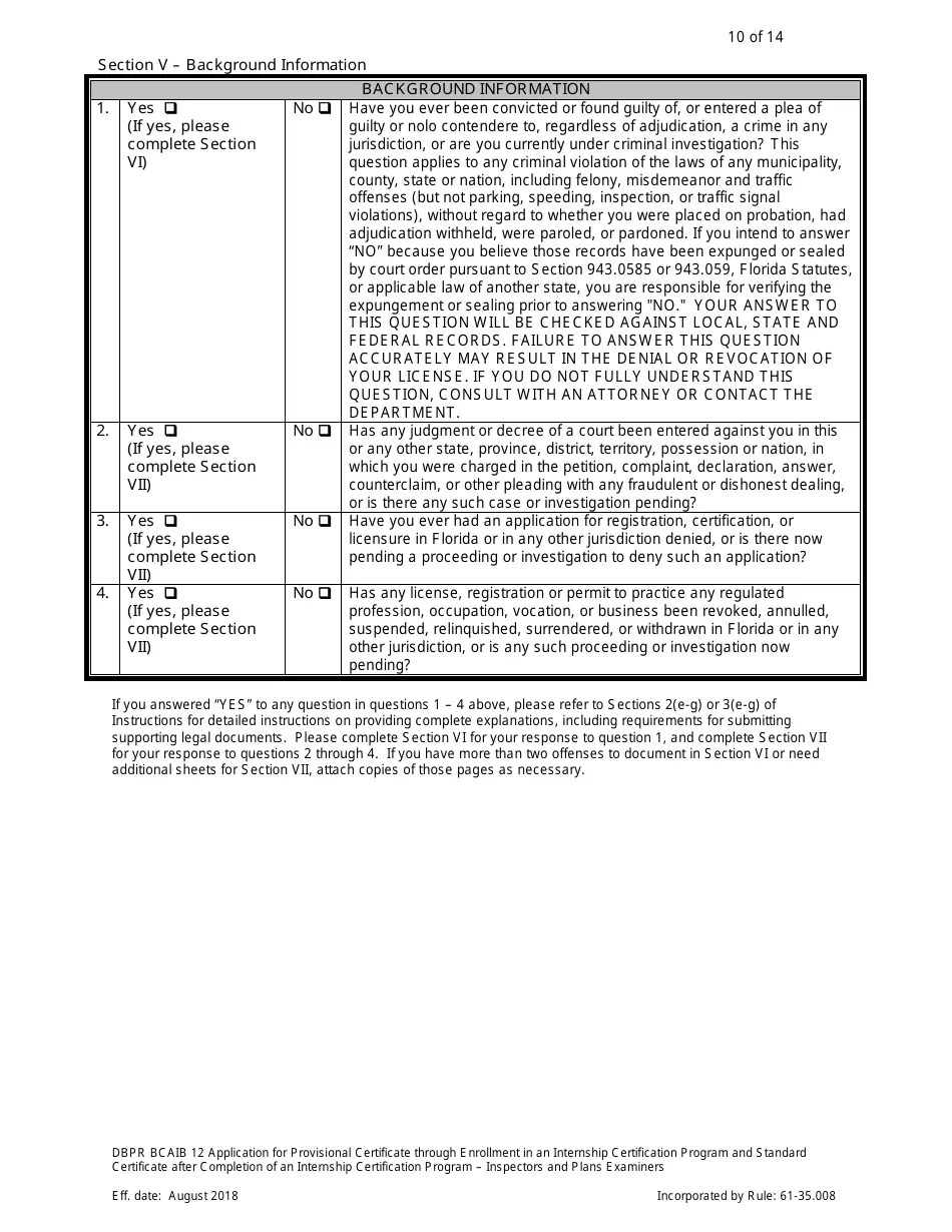 Form DBPR BCAIB12 Fill Out, Sign Online and Download Printable PDF, Florida Templateroller