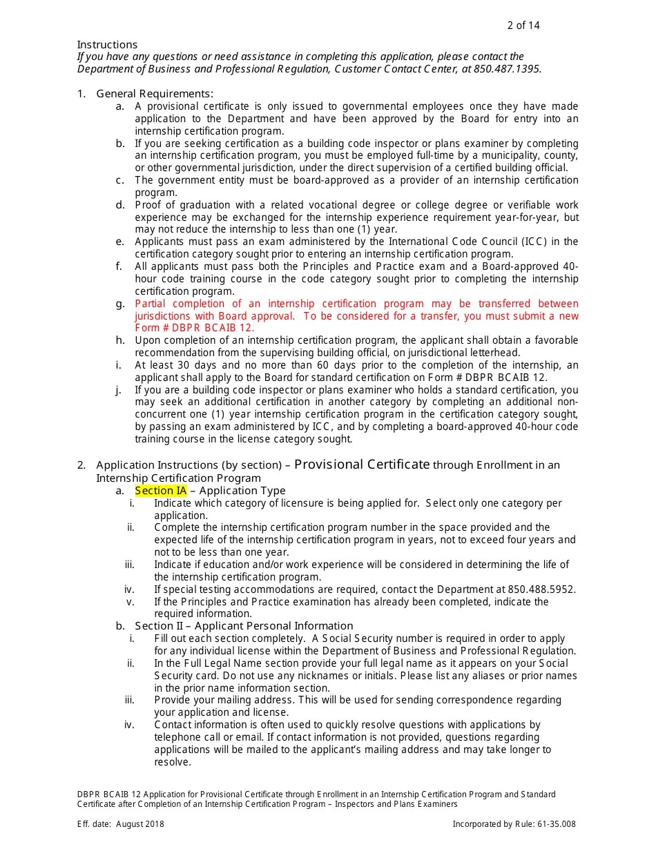 Form DBPR BCAIB12 Fill Out, Sign Online and Download Printable PDF, Florida Templateroller