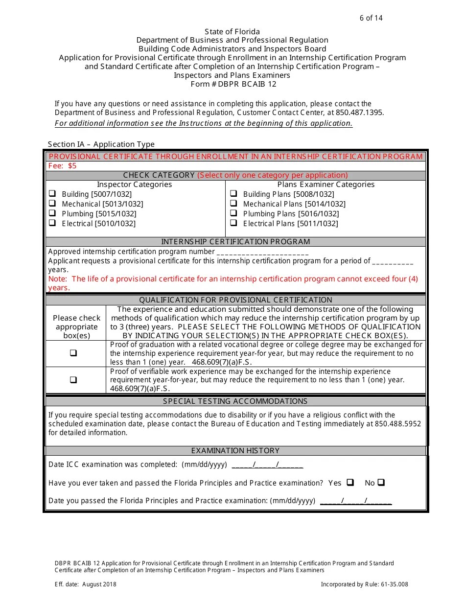 Form DBPR BCAIB12 Fill Out, Sign Online and Download Printable PDF, Florida Templateroller