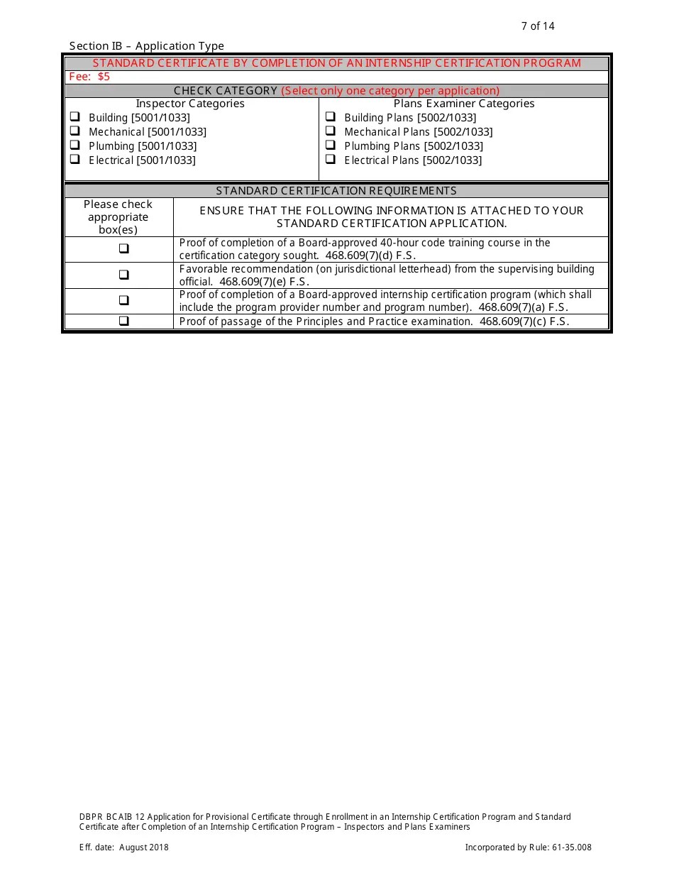 Form DBPR BCAIB12 Fill Out, Sign Online and Download Printable PDF, Florida Templateroller