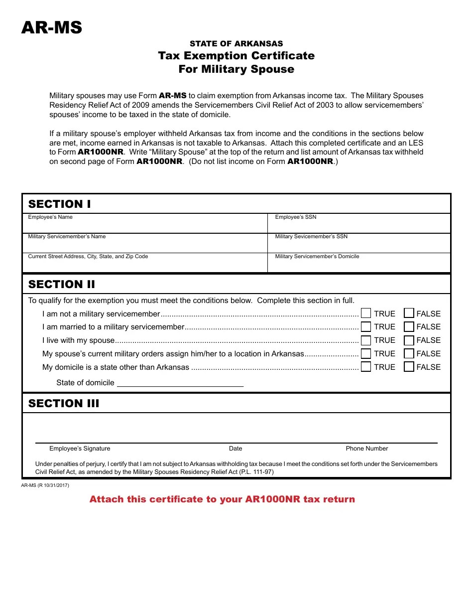 Form ARMS Download Printable PDF or Fill Online Tax Exemption