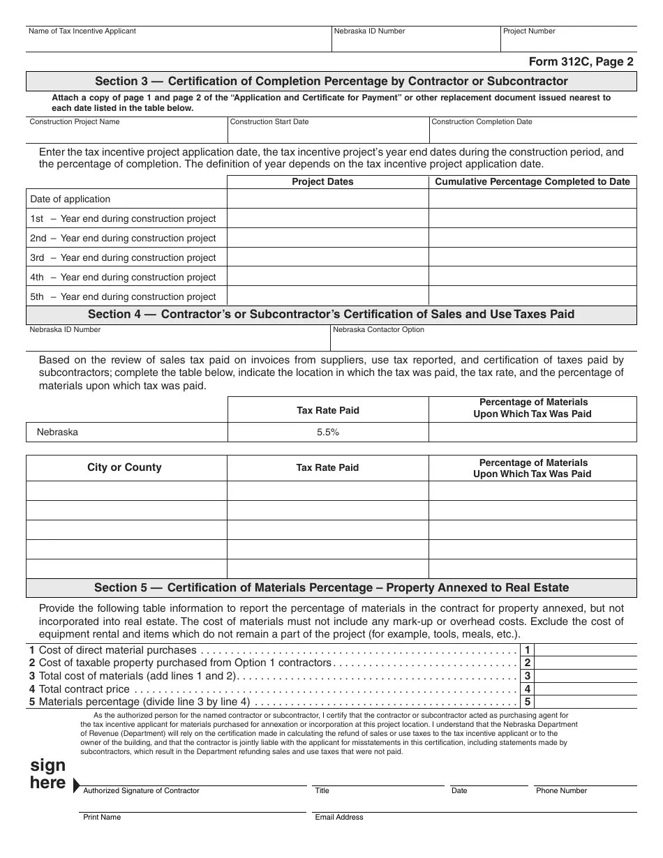 Form 312C Fill Out, Sign Online and Download Fillable PDF, Nebraska