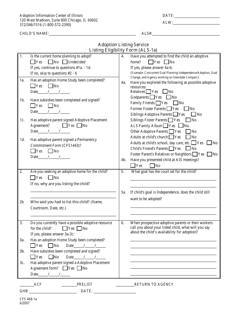 Form CFS4681A Download Fillable PDF or Fill Online Adoption Listing
