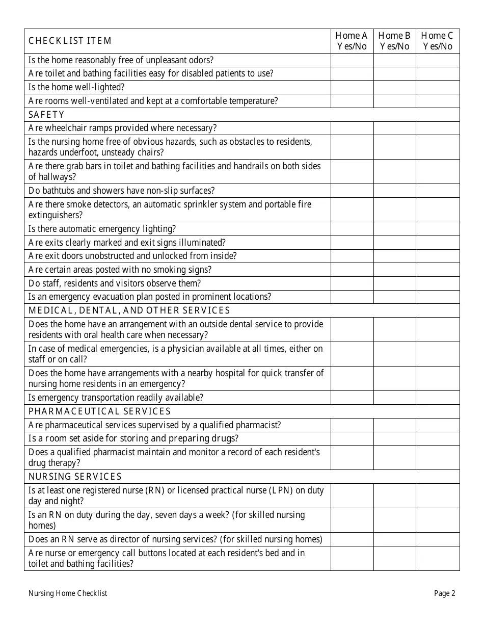 Illinois Nursing Home Checklist Fill Out, Sign Online and Download