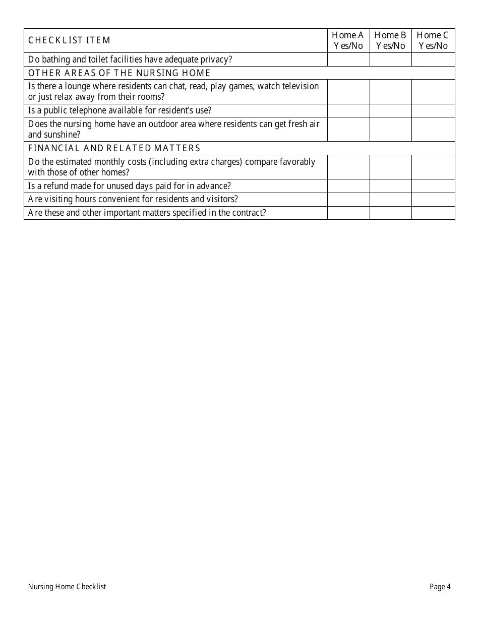 Illinois Nursing Home Checklist Fill Out, Sign Online and Download