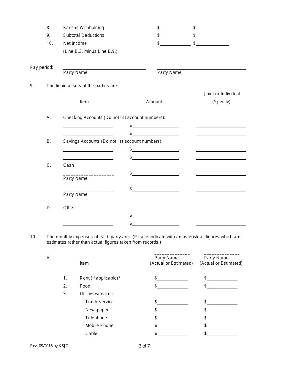 Kansas Domestic Relations Affidavit Form Fill Out, Sign Online and