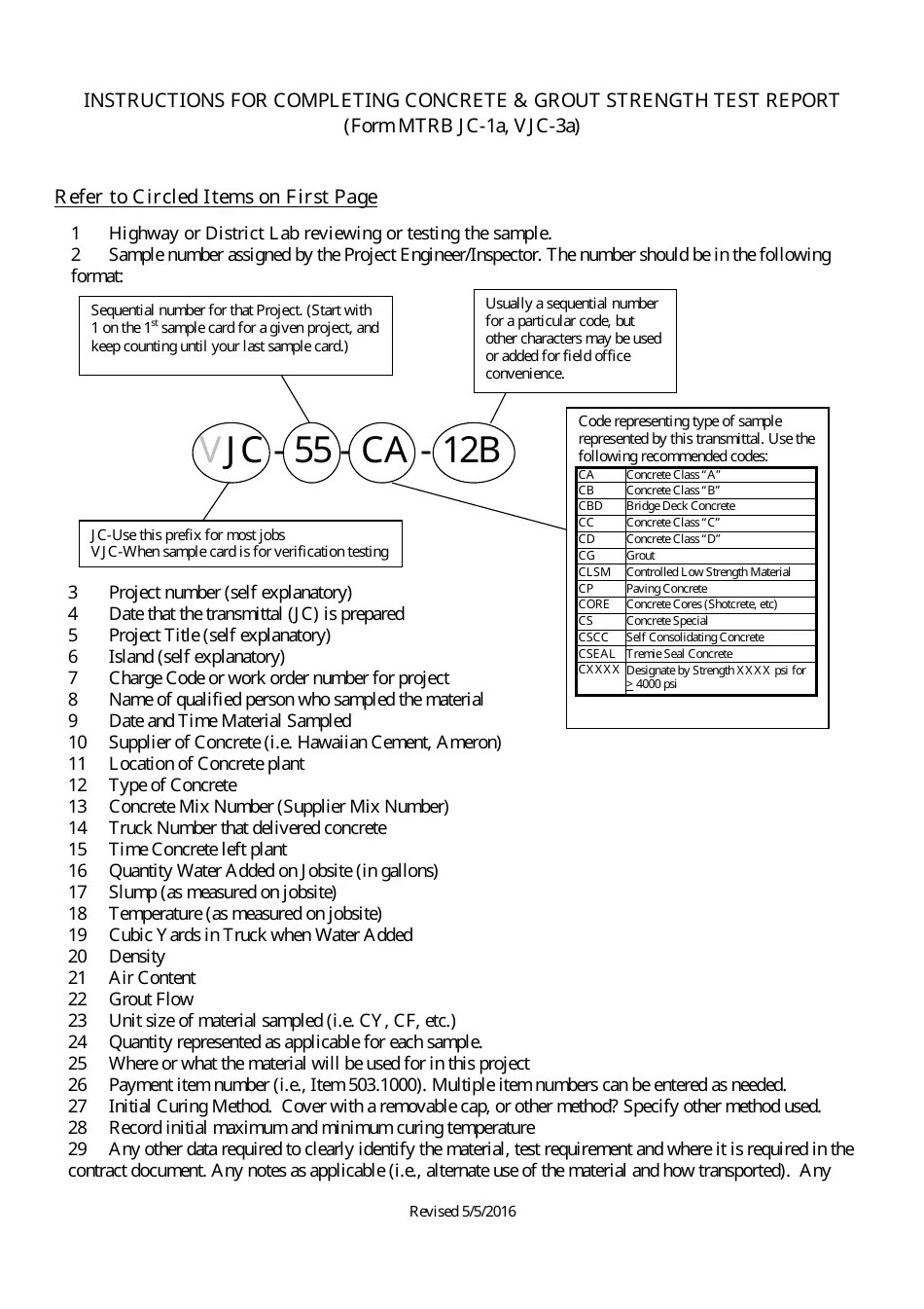 Download Instructions for Form MTRB JC1A, MTRB VJC3A Concrete & Grout Strength Test Report PDF