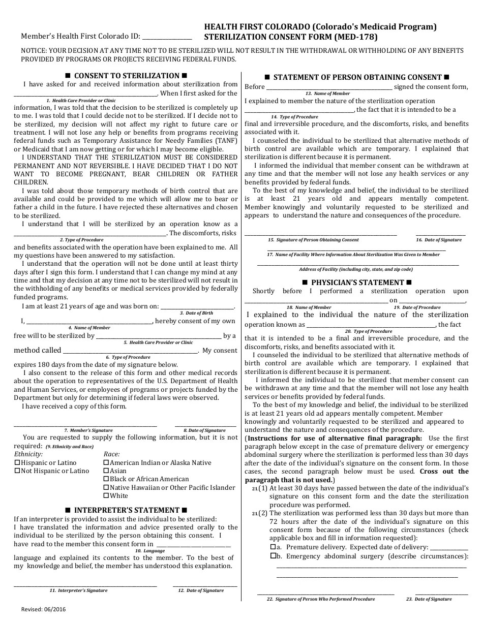 Form MED178 Fill Out, Sign Online and Download Printable PDF
