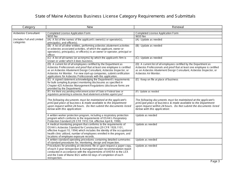 Maine Asbestos or Lead Business License Application Packet Fill Out
