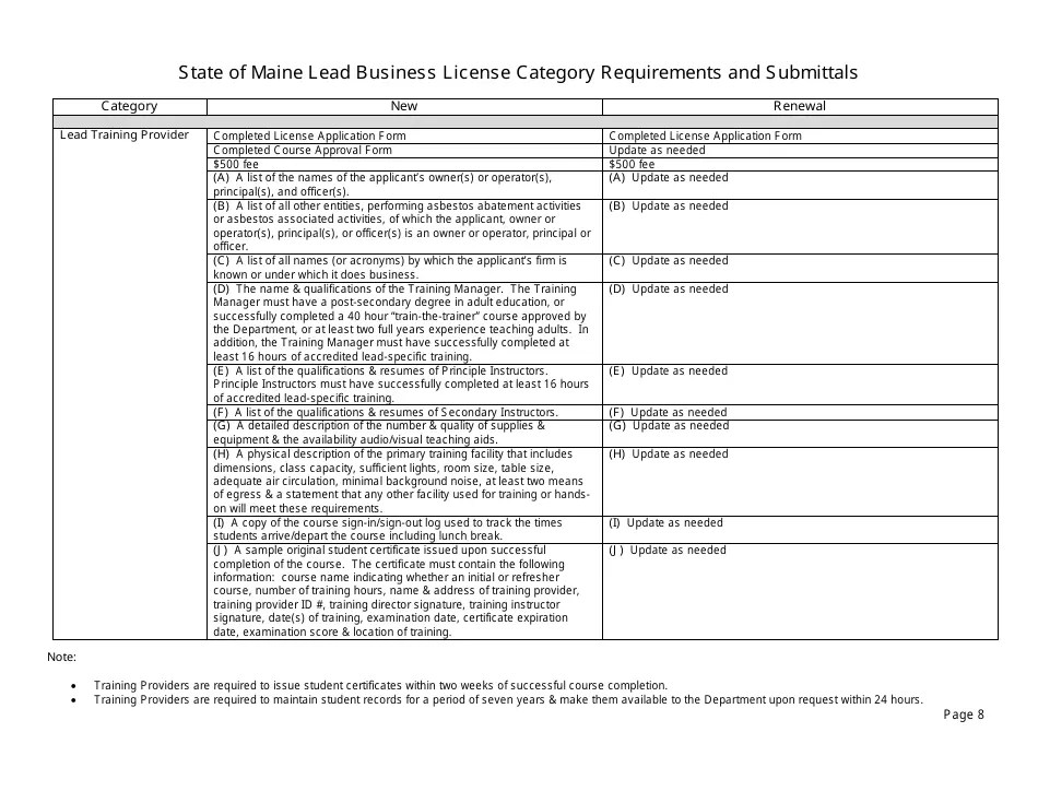 Maine Asbestos or Lead Business License Application Packet Fill Out