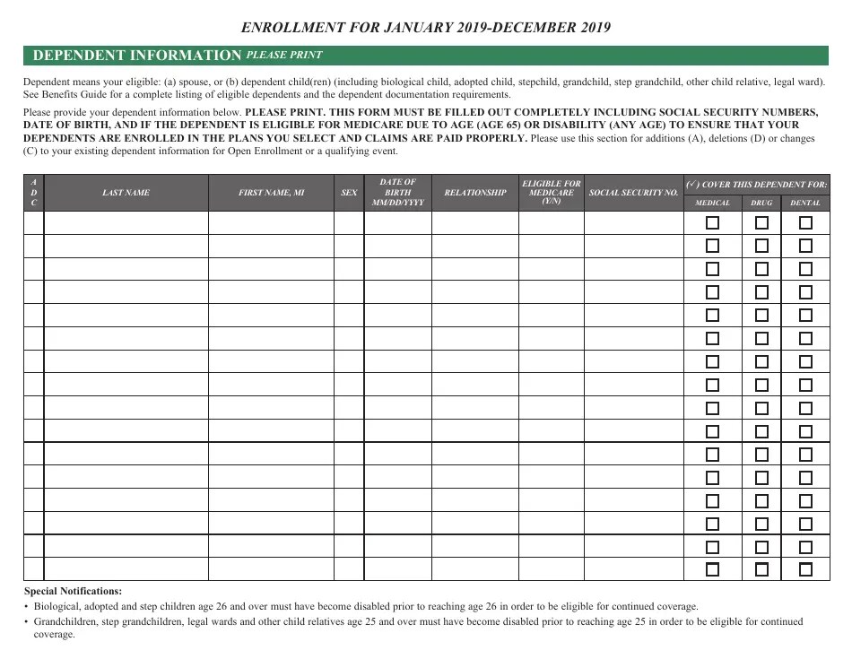 2019 Maryland Retiree Health Benefits Enrollment and Change Form Fill