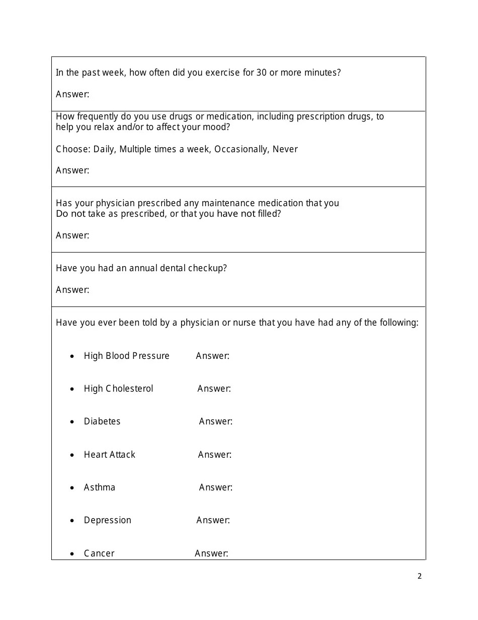 Maryland Health Risk Assessment Form Employee and Retiree Health and Welfare Benefits Program