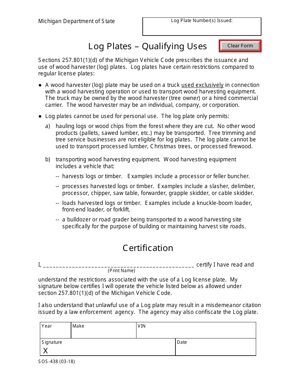 Form SOS438 Fill Out, Sign Online and Download Fillable PDF