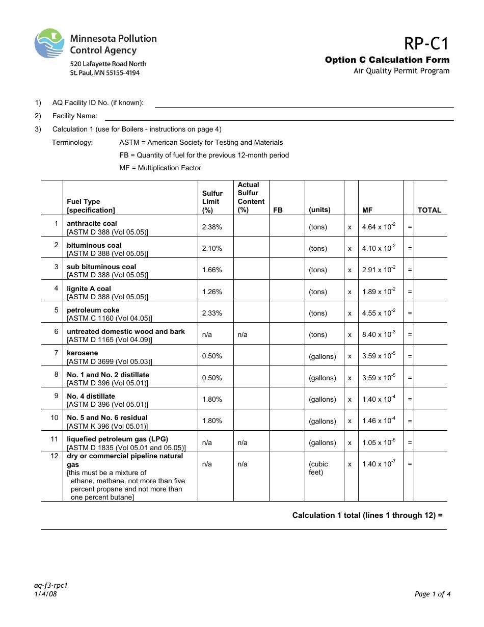Form RPC1 Fill Out, Sign Online and Download Printable PDF