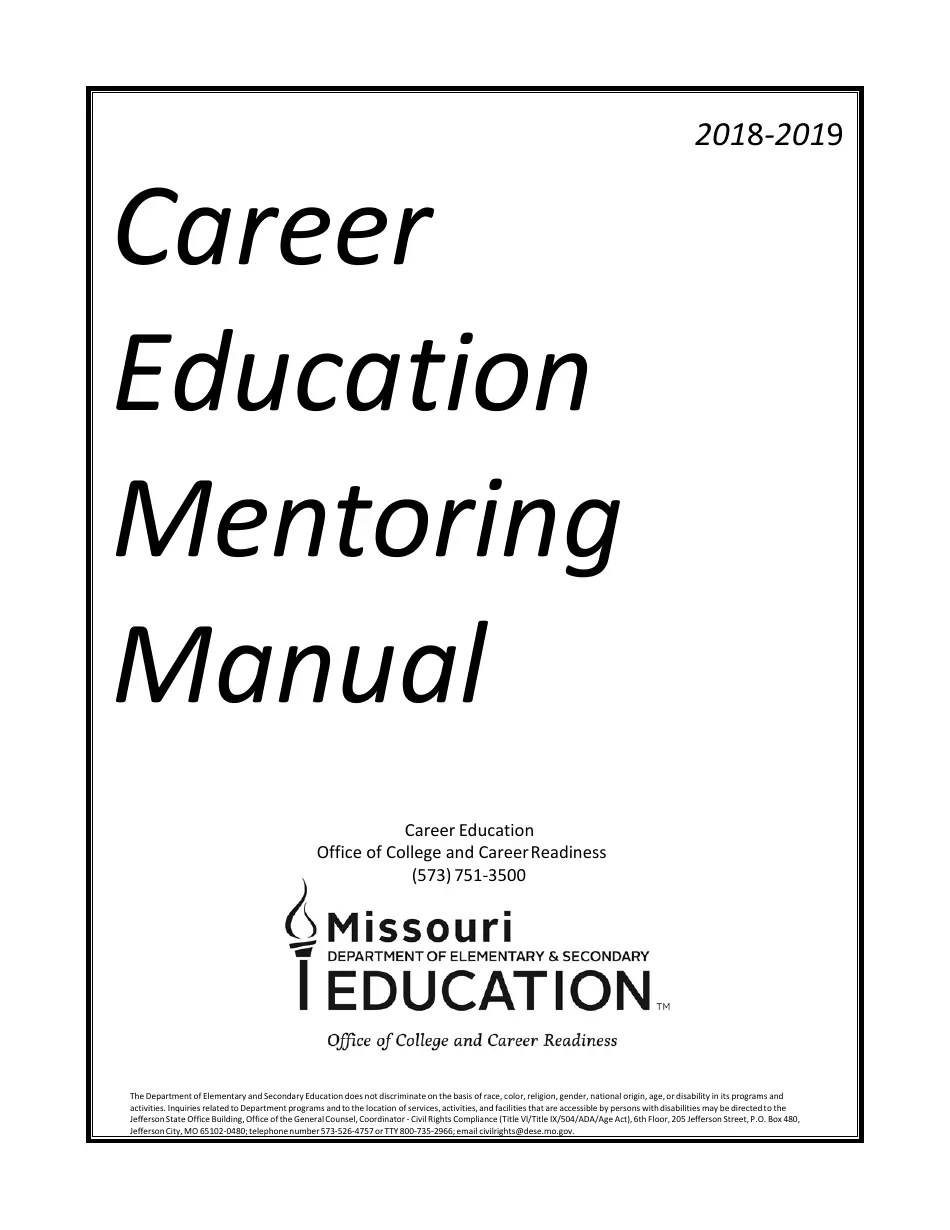 Missouri Career Education Mentoring Manual Fill Out, Sign Online and Download PDF Templateroller
