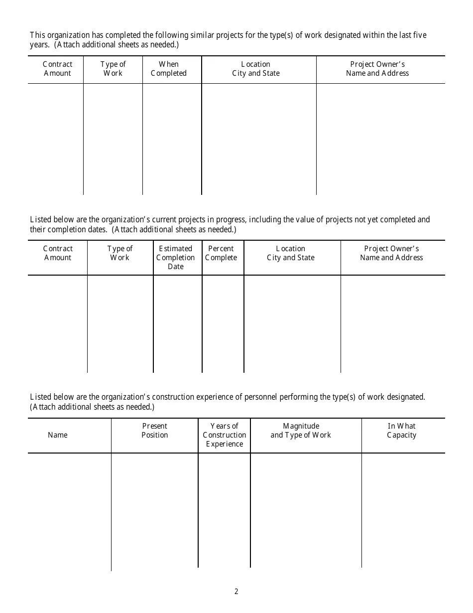 Missouri Prequalification Contractor Questionnaire Form Fill Out, Sign Online and Download PDF