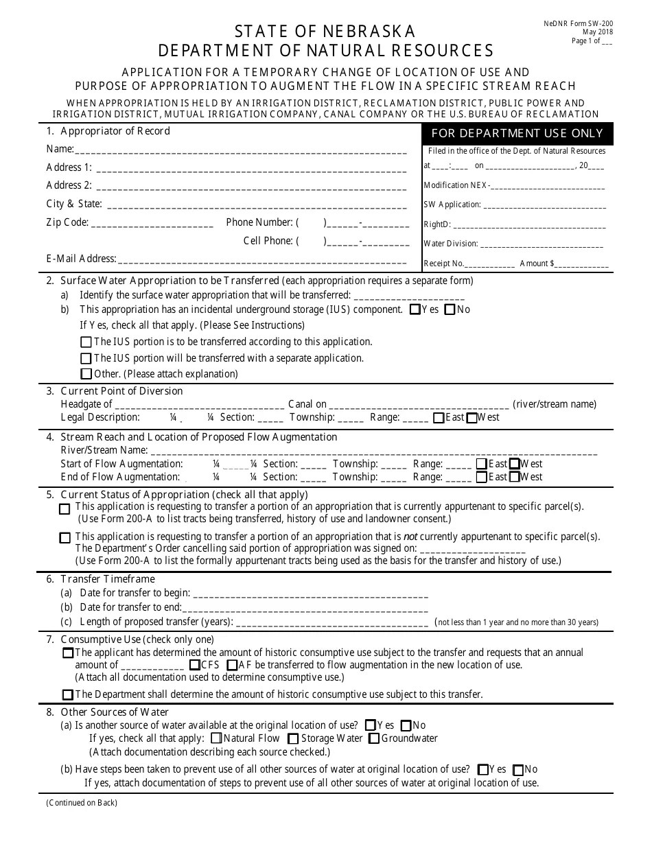 DNR Form SW200 Fill Out, Sign Online and Download Fillable PDF