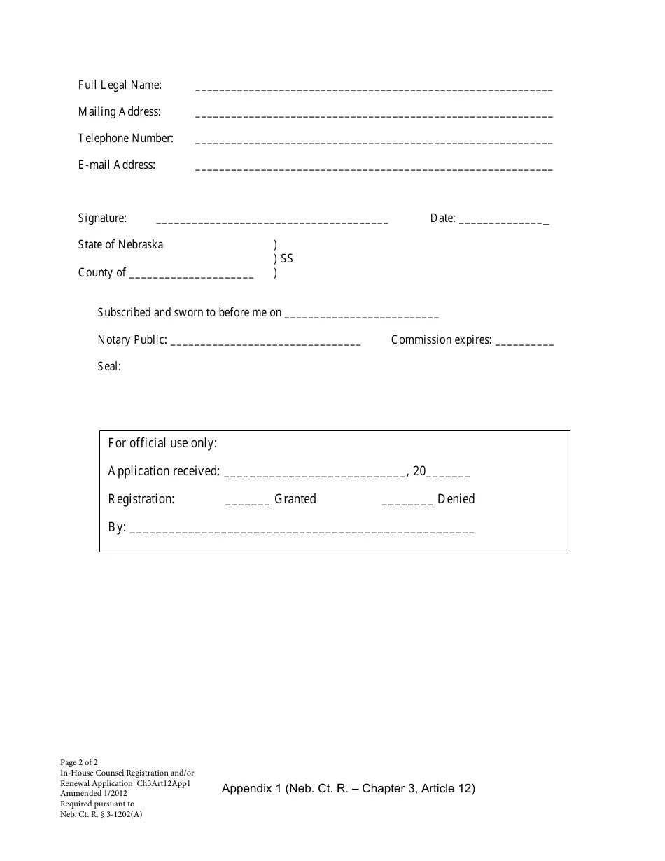 Form CH3ART12APP1 Download Fillable PDF or Fill Online Inhouse Counsel