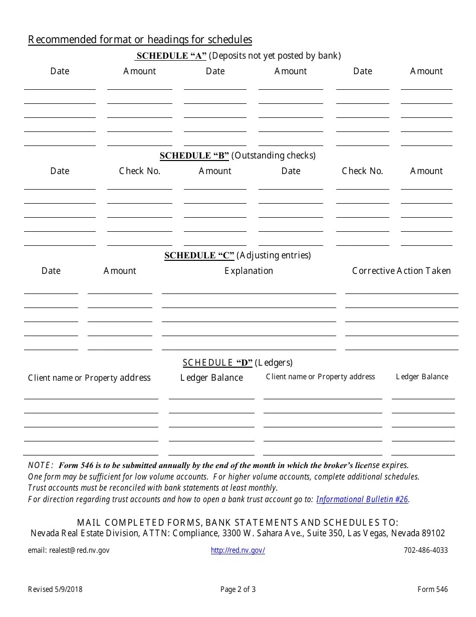 Form 546 Fill Out, Sign Online and Download Fillable PDF, Nevada