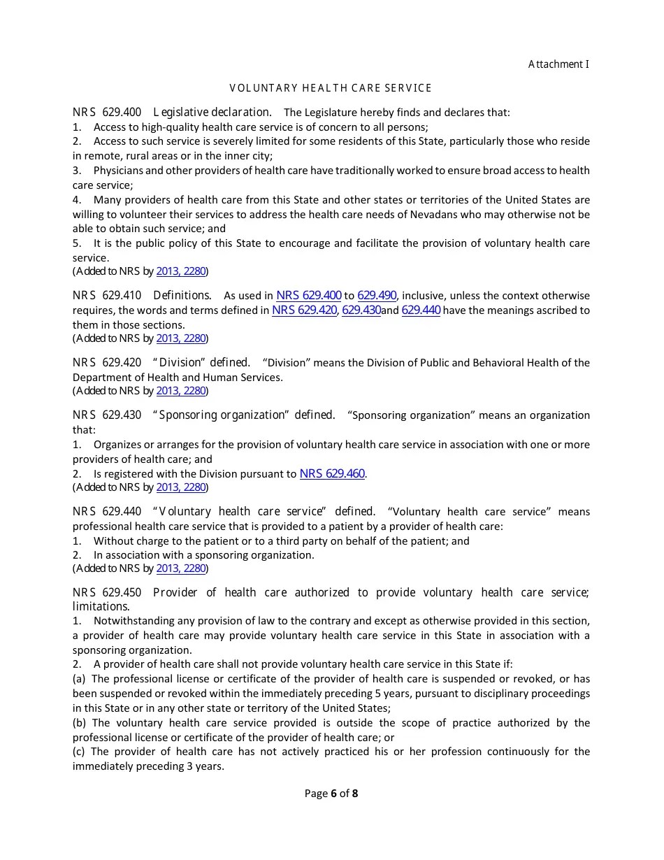 Nevada Registration of Sponsoring Entity Under Nevada Revised Statutes