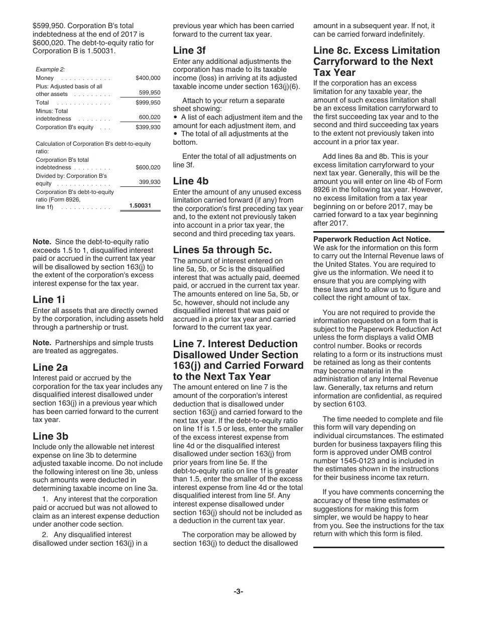 Download Instructions for IRS Form 8926 Disqualified Corporate Interest