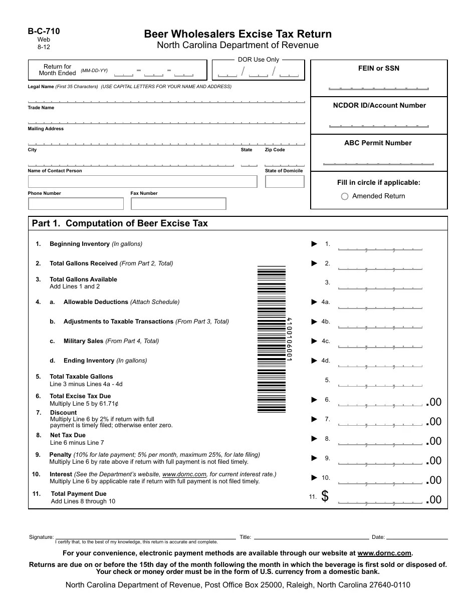 Form BC710 Fill Out, Sign Online and Download Printable PDF, North