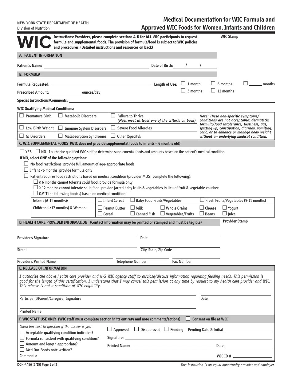 Form DOH4456 Fill Out, Sign Online and Download Printable PDF, New
