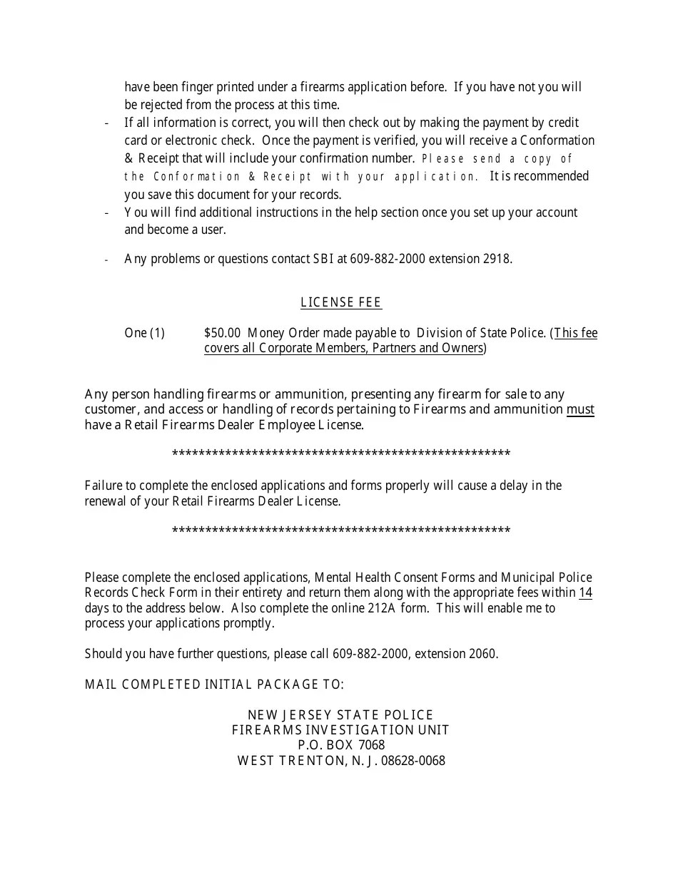 Download Instructions for Form S.P.649 Application for Retail Firearms Dealer's License PDF