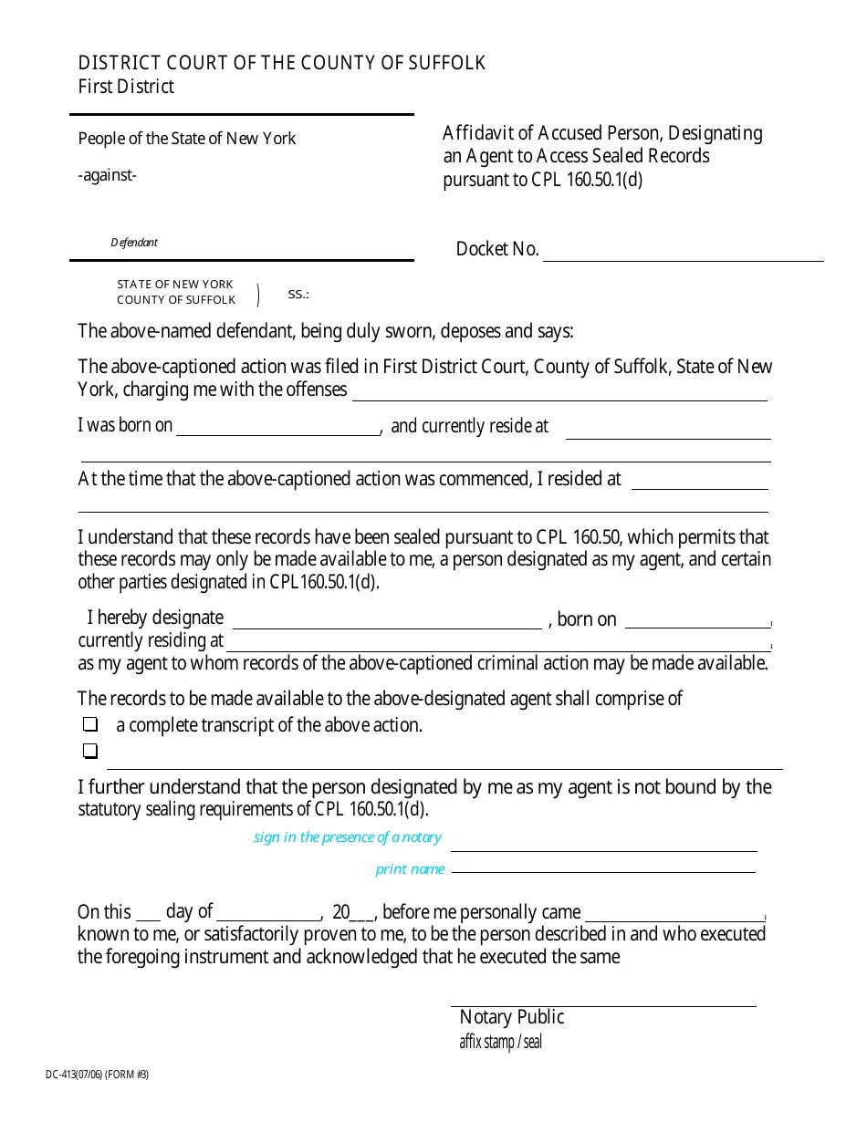 Form 3 (DC413) Fill Out, Sign Online and Download Fillable PDF, Suffolk County, New York