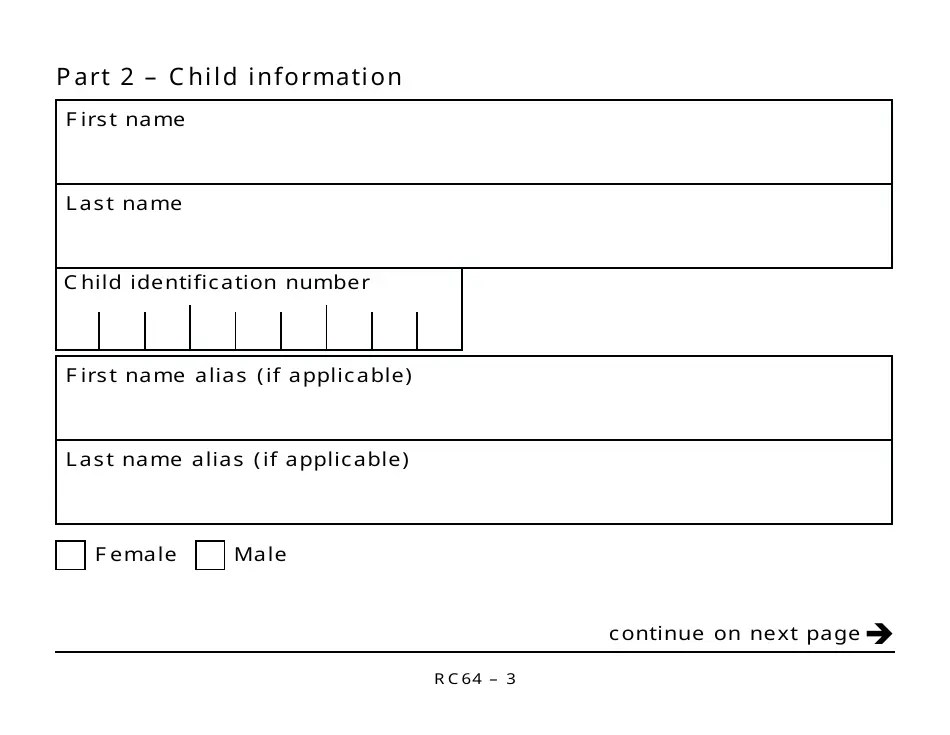 Form RC64 Download Printable PDF or Fill Online Children's Special