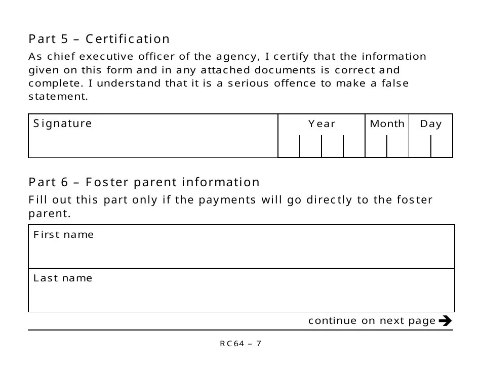 Form RC64 Download Printable PDF or Fill Online Children's Special