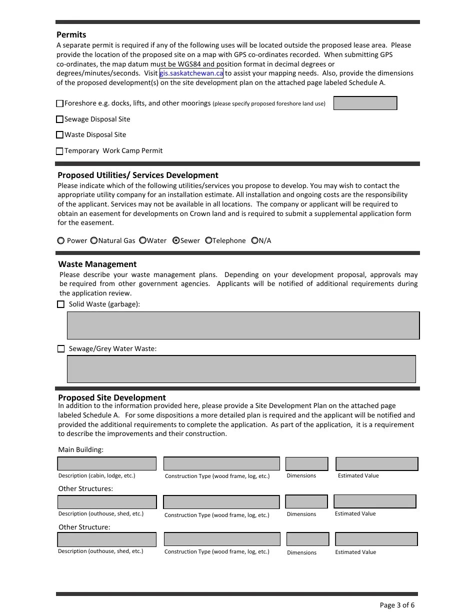 Saskatchewan Canada Application for Crown Land Disposition Fill Out