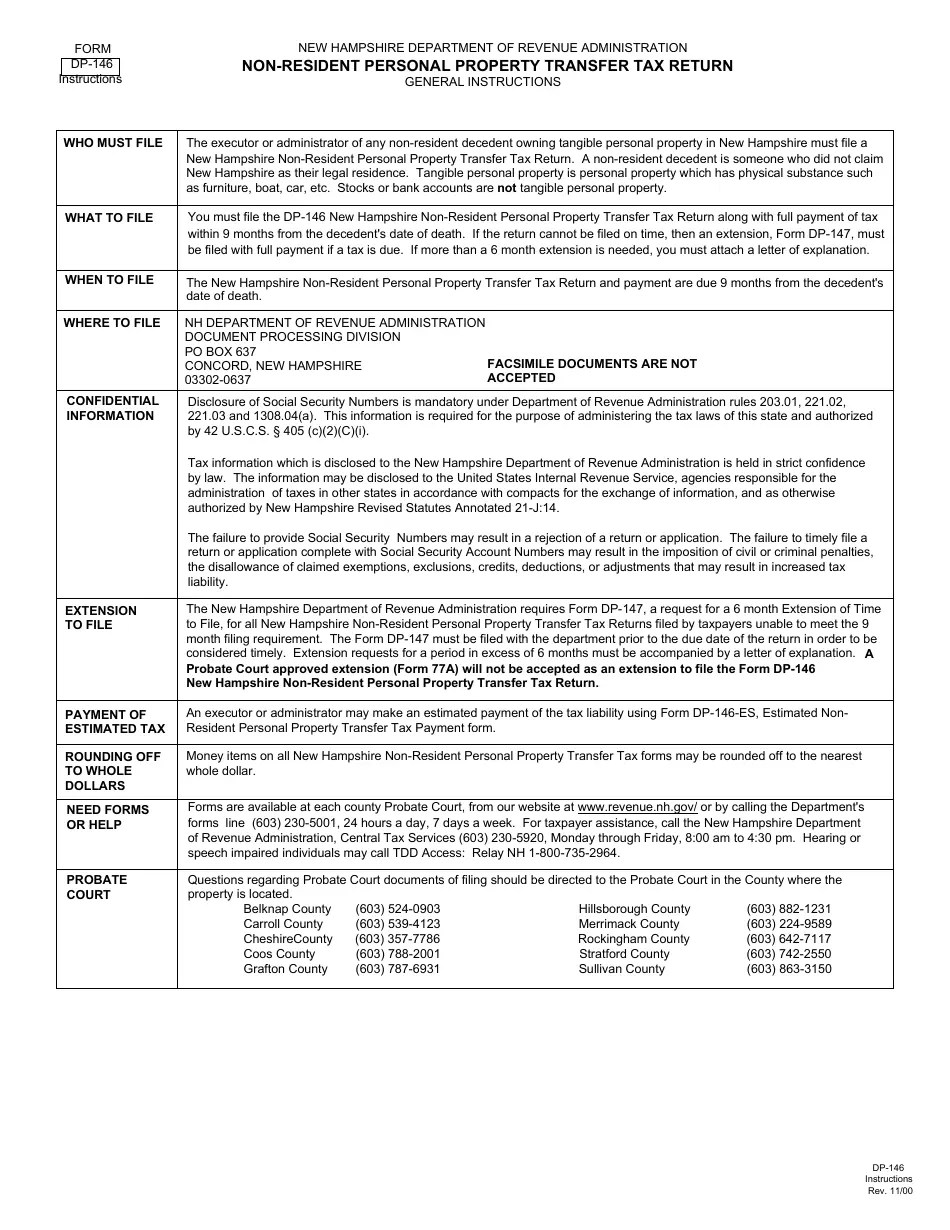 Form DP146 Fill Out, Sign Online and Download Printable PDF, New
