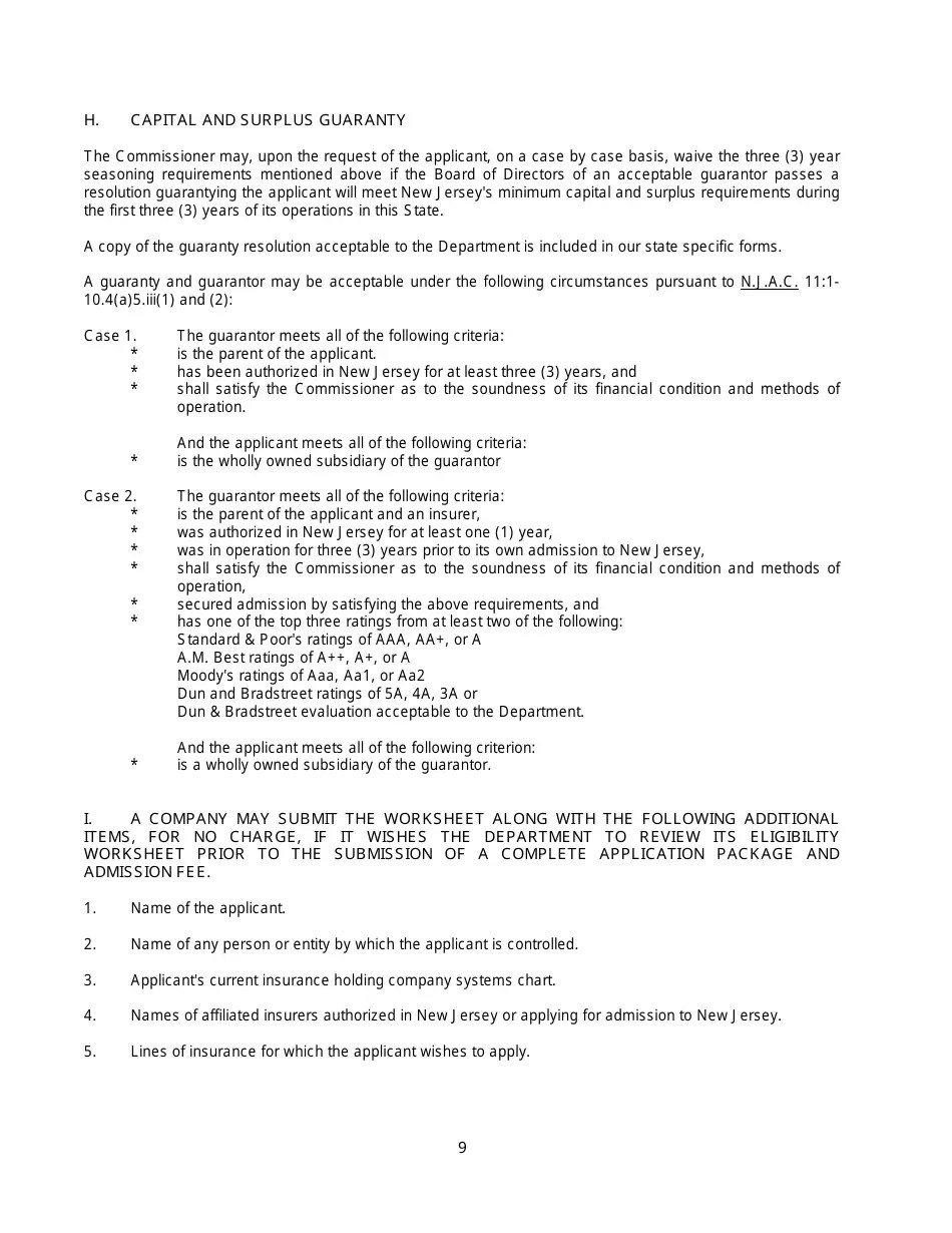 New Jersey New Jersey General Eligibility Requirements Worksheet