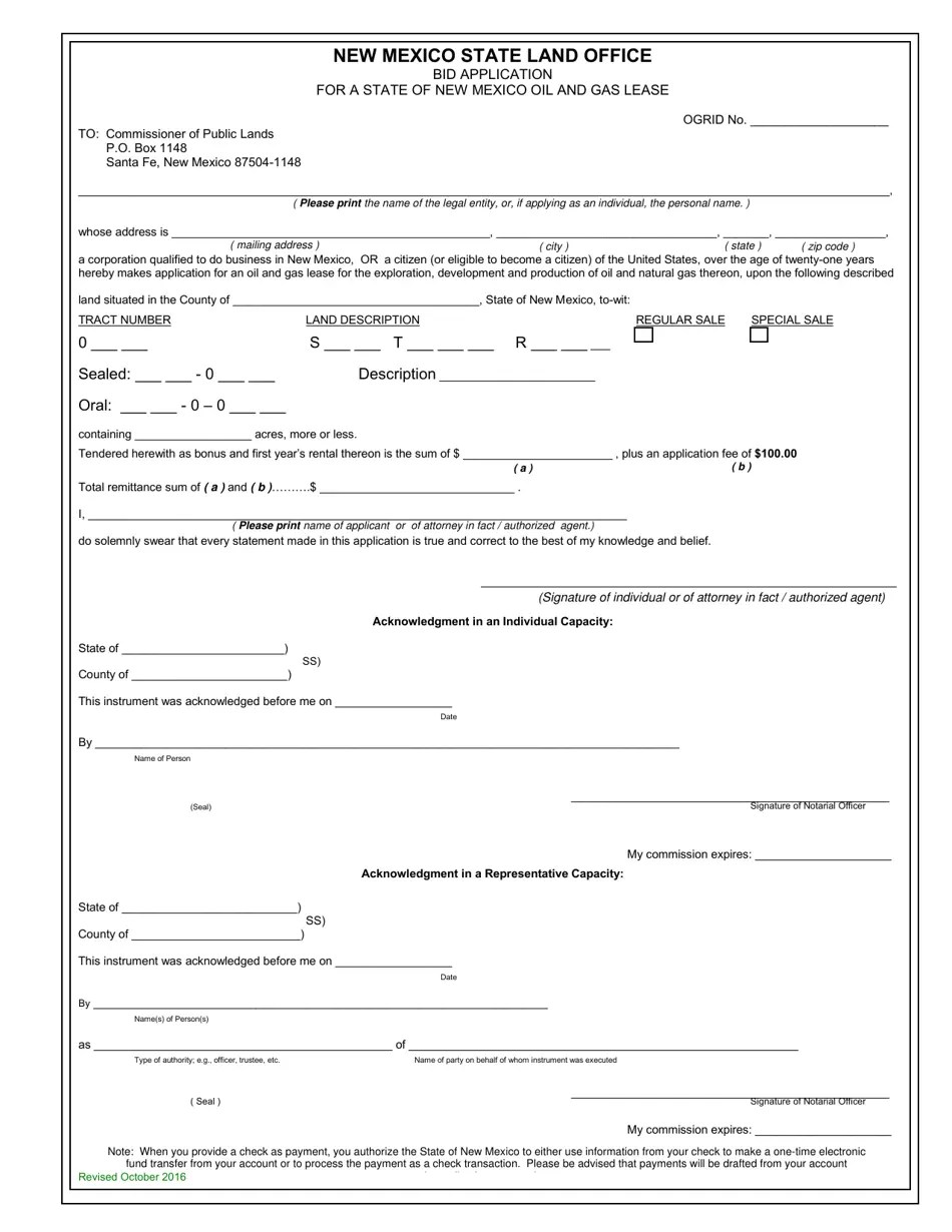 New Mexico Bid Application Lease Sale Form Fill Out, Sign Online and
