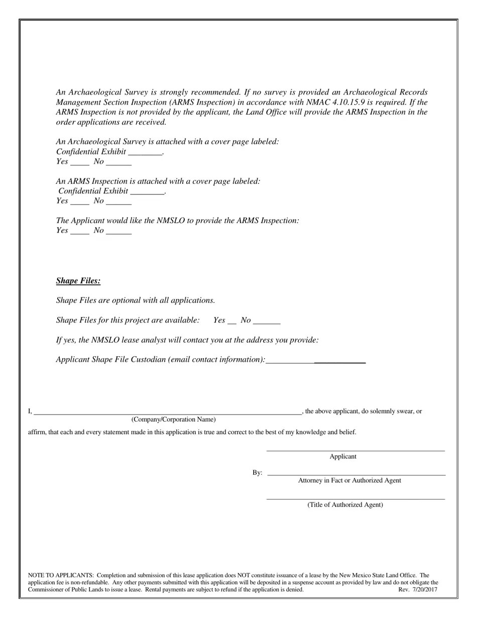 New Mexico Application for a Rule 3 (19.2.3 Nmac) Mineral Lease on