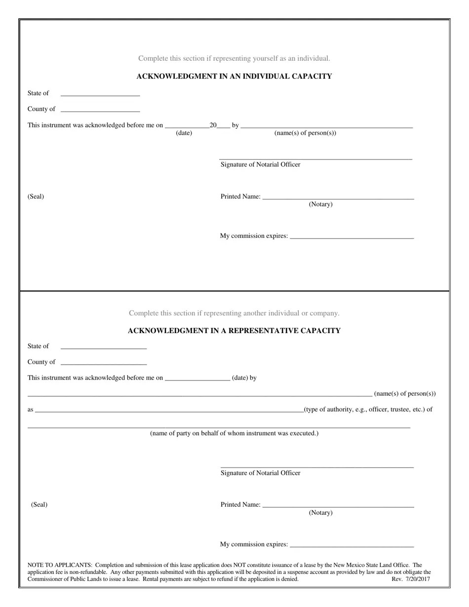 New Mexico Application for a Rule 3 (19.2.3 Nmac) Mineral Lease on