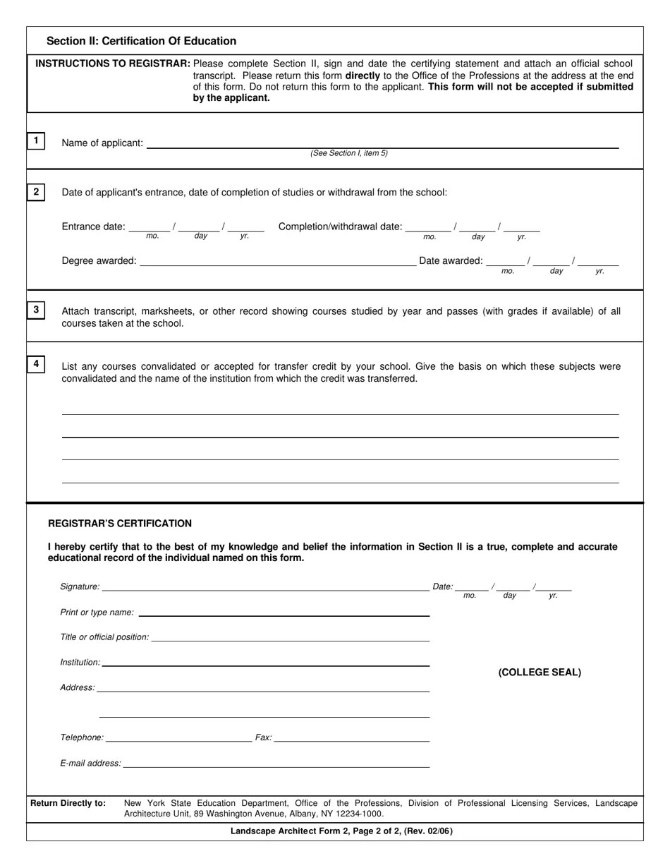 Landscape Architect Form 2 Fill Out, Sign Online and Download