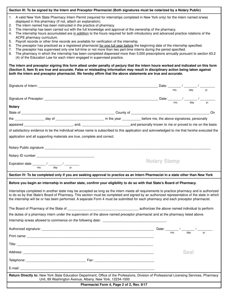 Pharmacist Form 4 Fill Out, Sign Online and Download Printable PDF, New York Templateroller