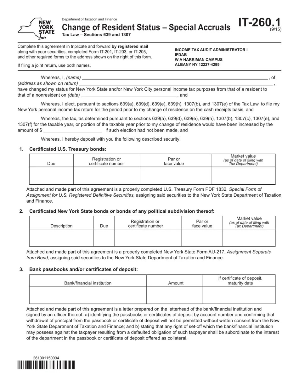 Form IT260.1 Fill Out, Sign Online and Download Fillable PDF, New